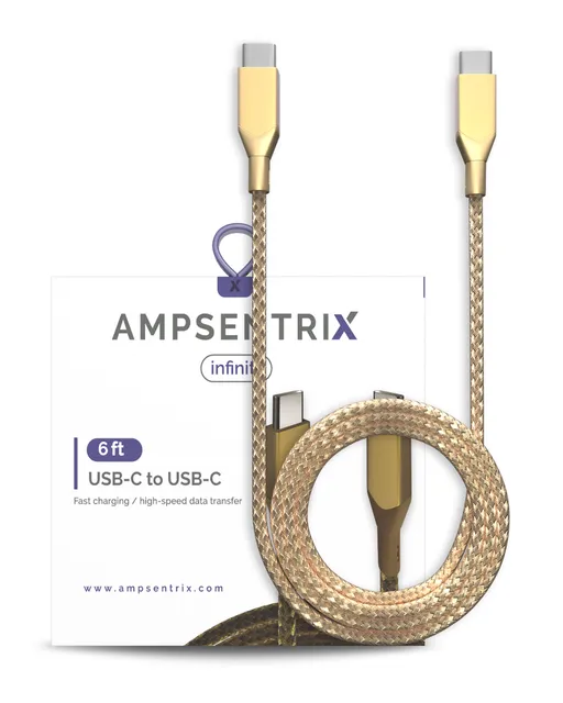 Kabel USB Type C na USB Type C (1.8 m / 6 ft) (AmpSentrix Infinity) (zlatá)