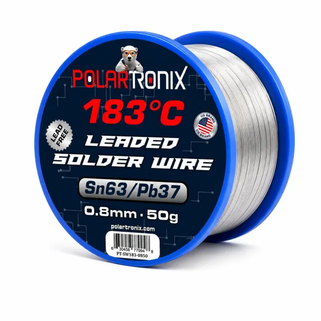 Medium Temperature Rosin Core pájka drát 183°C Sn63/Pb37 (0.8mm) (50g) (PolarTronix)
