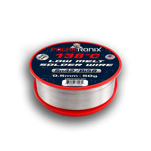Lead-Free Rosin Core Low-Temperature pájka drát 138°C Sn42/Bi58 (0.5mm) (50g) (PolarTronix)