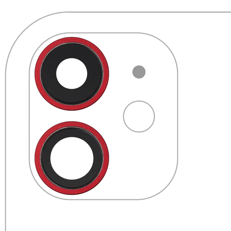 Sklíčko zadní kamery s držákem a rámečkem pro iPhone 11 (sada 2 ks) (Aftermarket Plus) (červená)