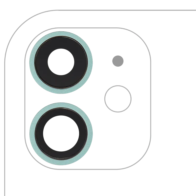 Sklíčko zadní kamery s držákem a rámečkem pro iPhone 11 (sada 2 ks) (Aftermarket Plus) (zelená)