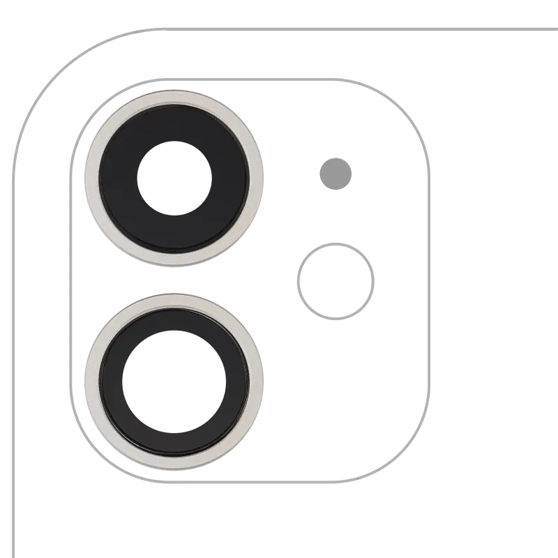 Sklíčko zadní kamery s držákem a rámečkem pro iPhone 11 (sada 2 ks) (Aftermarket Plus) (bílá)