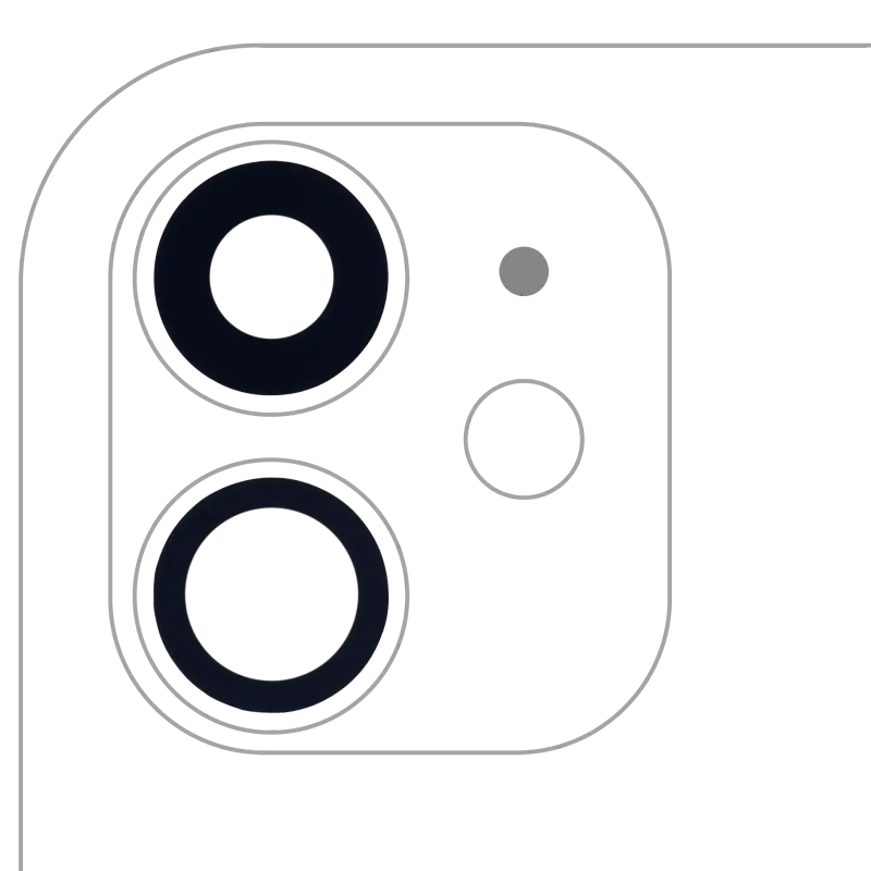 Sklíčko zadní kamery (jen sklo) s lepením pro iPhone 11 (sada 2 ks) (Aftermarket Plus) (balení 10 ks)