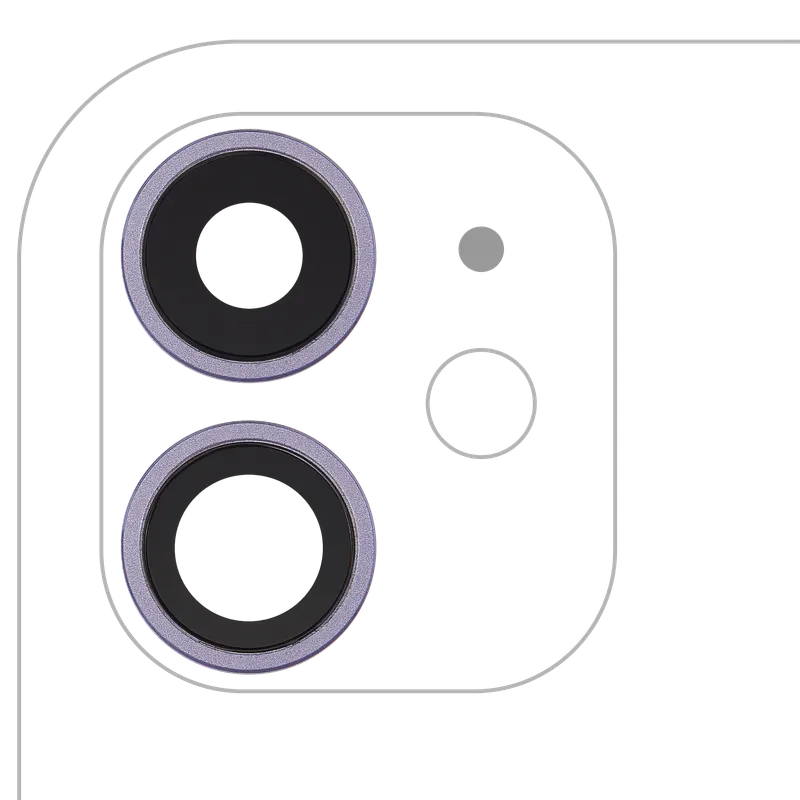 Sklíčko zadní kamery s držákem a rámečkem pro iPhone 11 (sada 2 ks) (pravý safír) (Premium) (fialová)