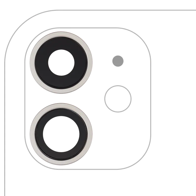Sklíčko zadní kamery s držákem a rámečkem pro iPhone 11 (sada 2 ks) (pravý safír) (Premium) (bílá)