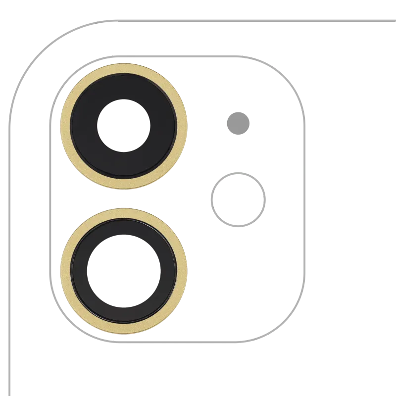 Sklíčko zadní kamery s držákem a rámečkem pro iPhone 11 (sada 2 ks) (pravý safír) (Premium) (žlutá)