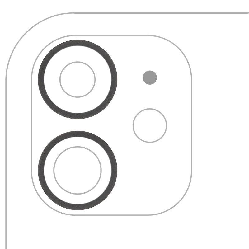 Samotný rámeček sklíčka zadní kamery pro iPhone 11 / 12 / 12 mini (černá) (sada 2 ks) (balení 10 ks)