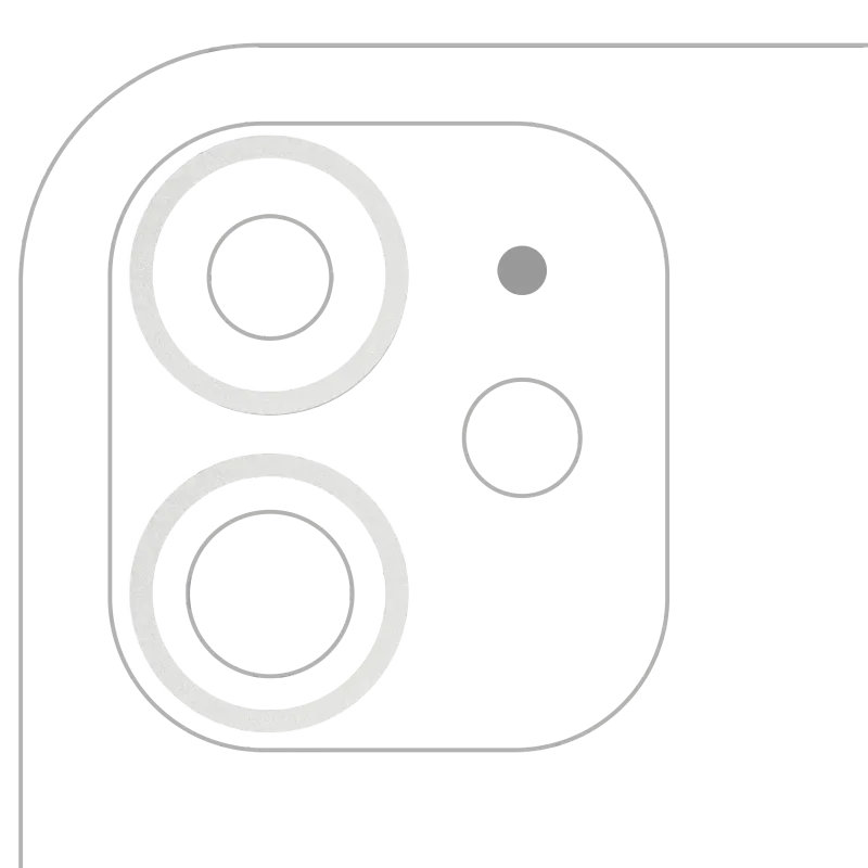 Samotný rámeček sklíčka zadní kamery pro iPhone 11 / 12 / 12 mini (bílá) (sada 2 ks) (balení 10 ks)