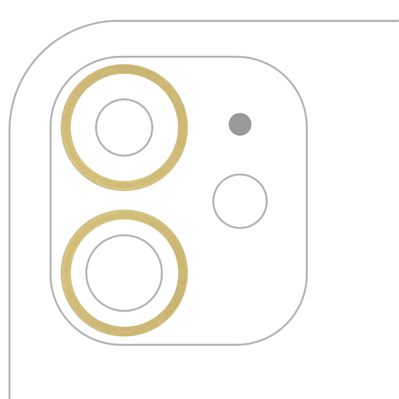 Samotný rámeček sklíčka zadní kamery pro iPhone 11 (žlutá) (sada 2 ks) (balení 10 ks)