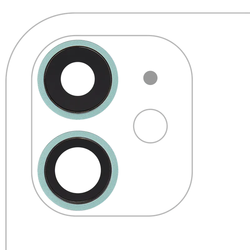 Sklíčko zadní kamery s držákem a rámečkem pro iPhone 11 (sada 2 ks) (pravý safír) (Premium) (zelená)