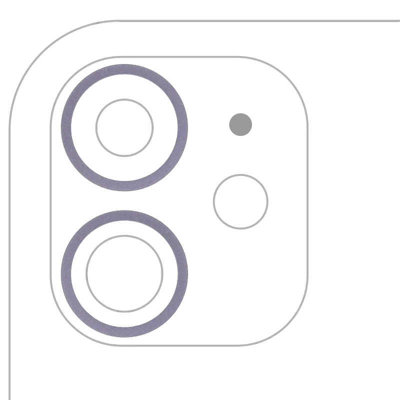Samotný rámeček sklíčka zadní kamery pro iPhone 11 / 12 / 12 mini (fialová) (sada 2 ks) (balení 10 ks)