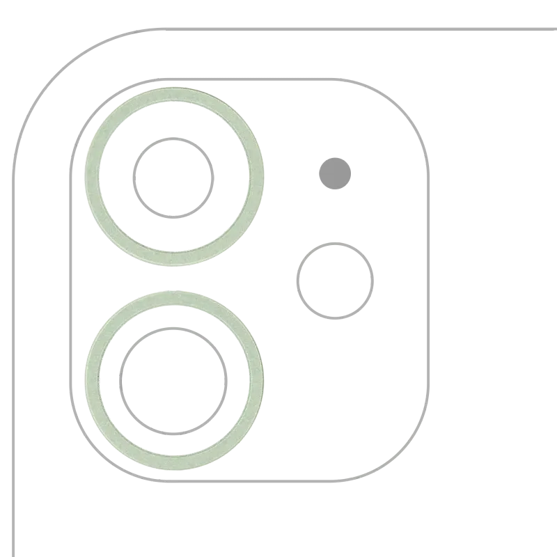 Samotný rámeček sklíčka zadní kamery pro iPhone 11 (zelená) (sada 2 ks) (balení 10 ks)
