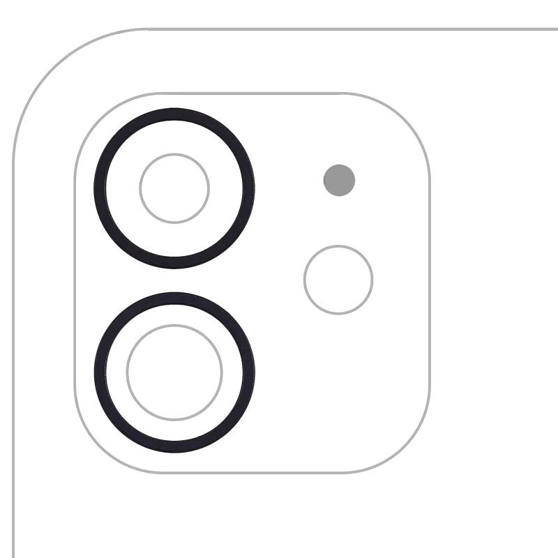 Samotný rámeček sklíčka zadní kamery pro iPhone 11 / 12 / 12 mini (sada 2 ks) (černá)