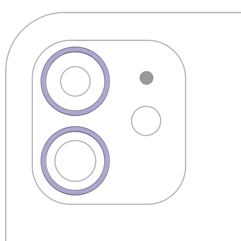 Samotný rámeček sklíčka zadní kamery pro iPhone 11 / 12 / 12 mini (sada 2 ks) (fialová)