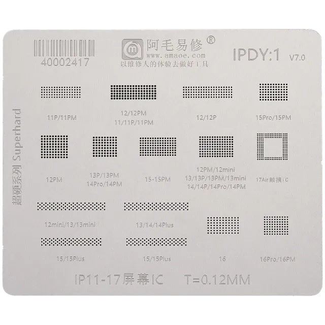 Šablona pro reballing Display IC Reballing pro iPhone 11–17 (řada) (Amaoe)
