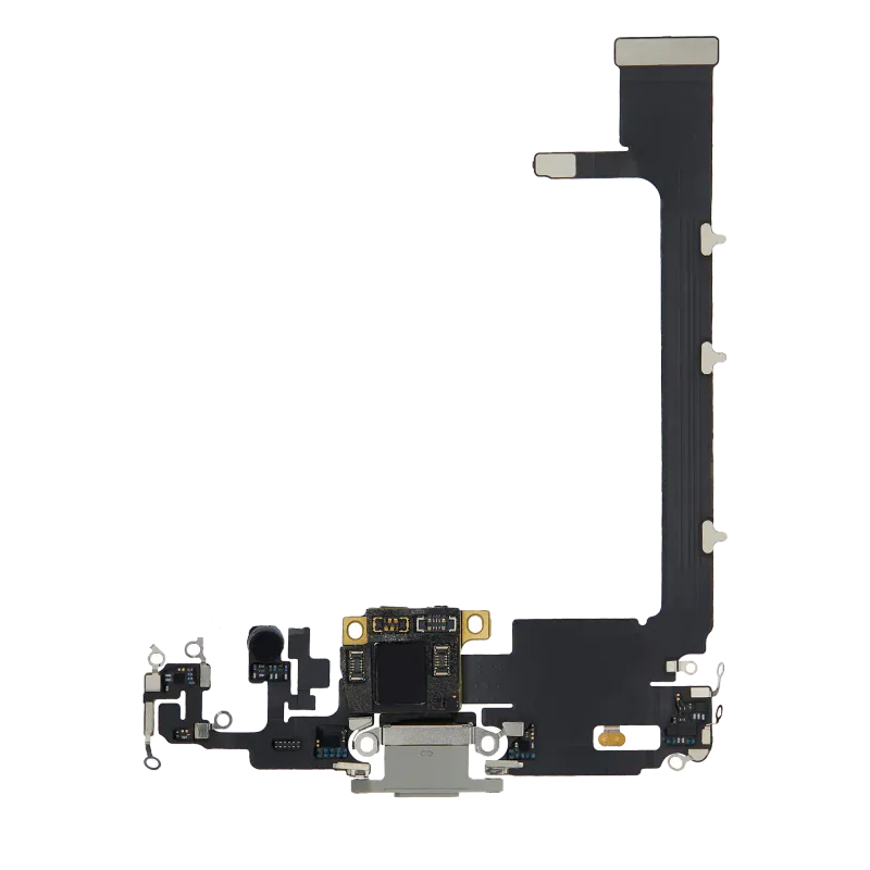 Flex kabel nabíjecího konektoru s deskou pro iPhone 11 Pro Max (originál z vyřazeného zařízení) (stříbrná)