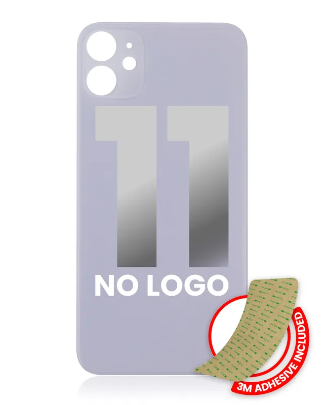Zadní sklo s lepením 3M pro iPhone 11 (bez loga, velký otvor pro kameru) (fialová)