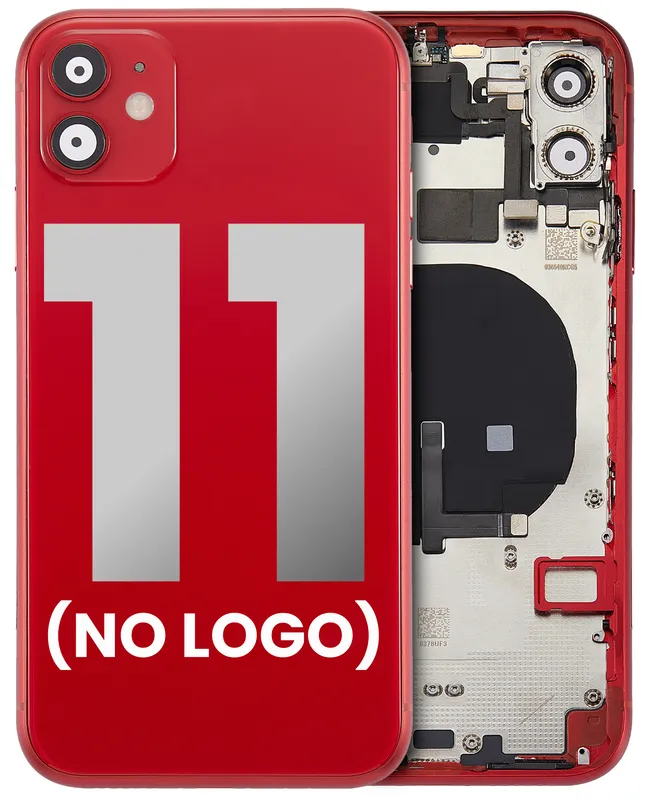 Zadní kryt (housing) s drobnými součástkami (předinstalováno) pro iPhone 11 (bez loga) (Aftermarket Plus) (červená)
