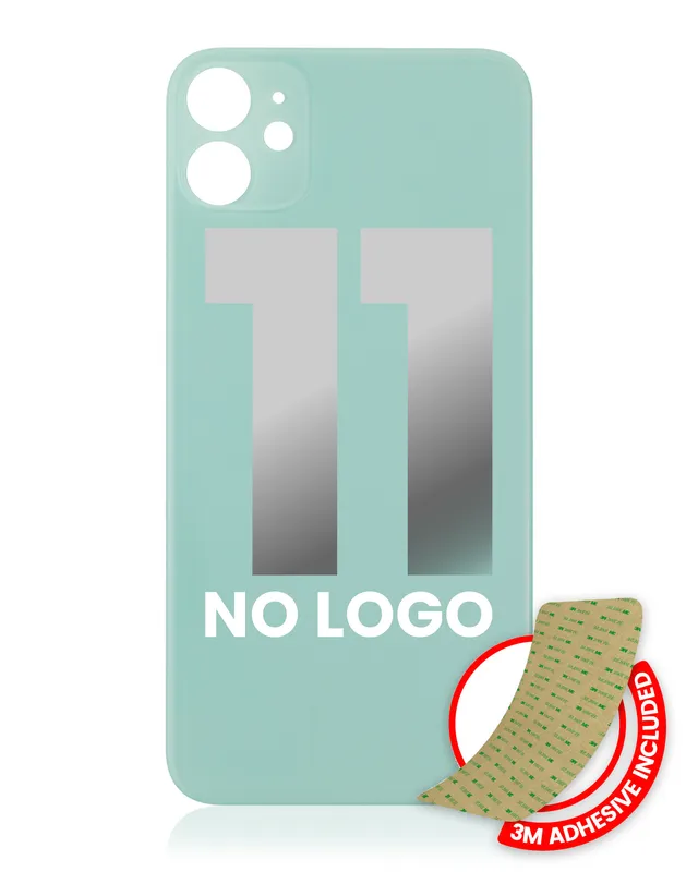 Zadní sklo s lepením 3M pro iPhone 11 (bez loga, velký otvor pro kameru) (zelená)