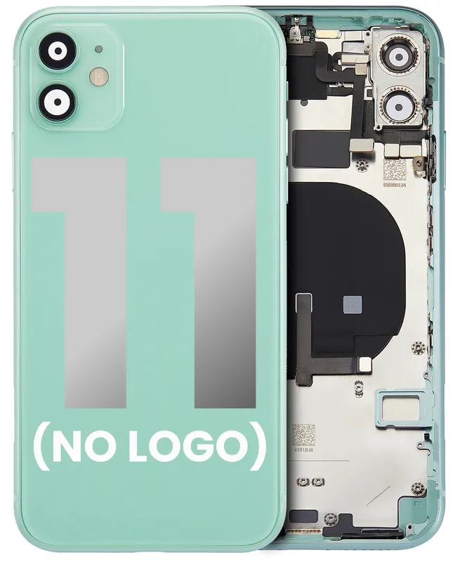 Zadní kryt (housing) s drobnými součástkami (předinstalováno) pro iPhone 11 (bez loga) (Aftermarket Plus) (zelená)