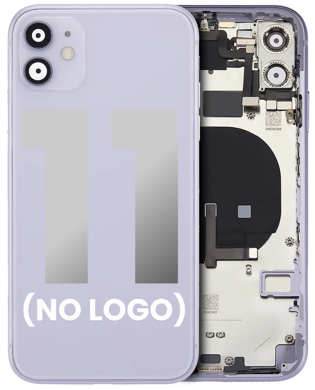 Zadní kryt (housing) s drobnými součástkami (předinstalováno) pro iPhone 11 (bez loga) (Aftermarket Plus) (fialová)