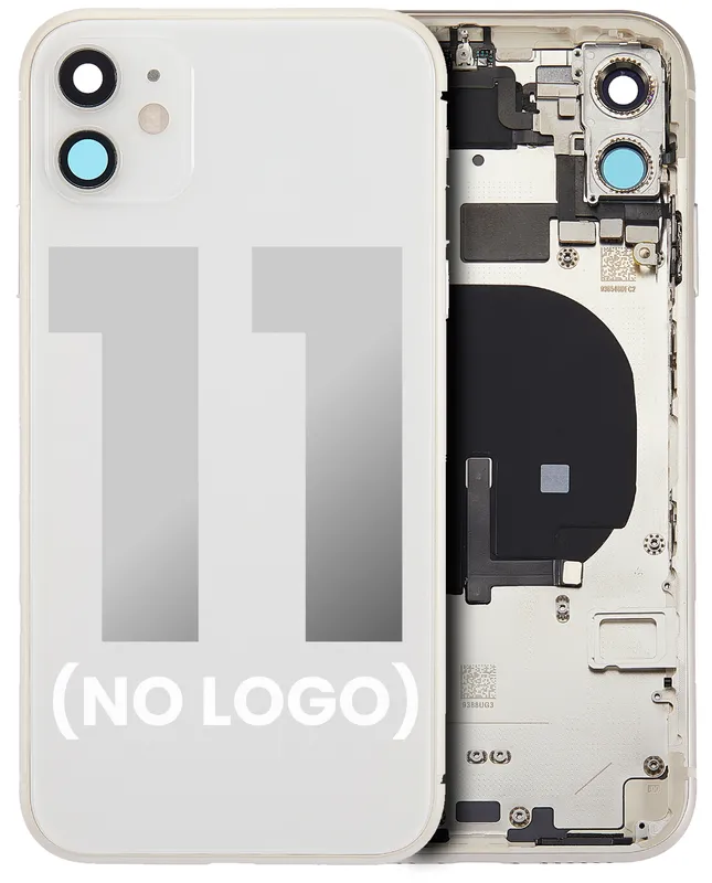 Zadní kryt (housing) s drobnými součástkami (předinstalováno) pro iPhone 11 (bez loga) (Aftermarket Plus) (bílá)