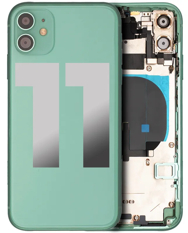 Zadní kryt (housing) s drobnými součástkami (předinstalováno) pro iPhone 11 (originál z vyřazeného zařízení, stav A) (zelená)