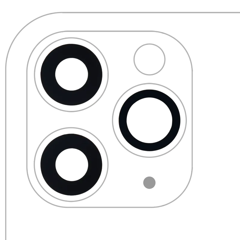 Sklíčko zadní kamery (jen sklo) s lepením pro iPhone 11 Pro / Pro Max (sada 3 ks) (Aftermarket Plus) (balení 10 ks)