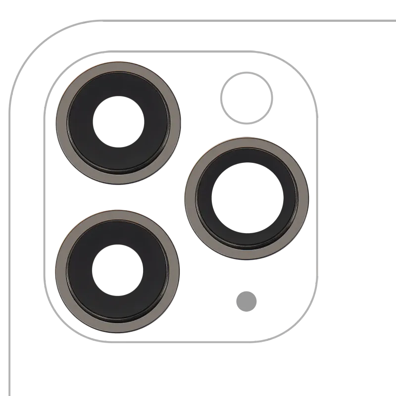 Sklíčko zadní kamery s držákem a rámečkem pro iPhone 11 Pro / Pro Max (sada 3 ks) (Aftermarket Plus) (černá)