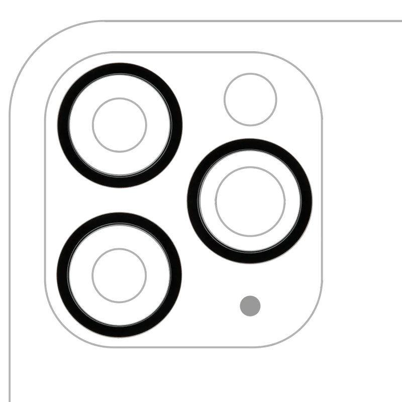 Samotný rámeček sklíčka zadní kamery pro iPhone 11 Pro / 11 Pro Max (vesmírně šedá) (sada 3 ks) (balení 10 ks)