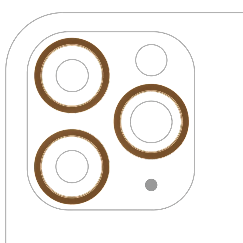 Samotný rámeček sklíčka zadní kamery pro iPhone 11 Pro / 11 Pro Max (zlatá) (sada 3 ks) (balení 10 ks)