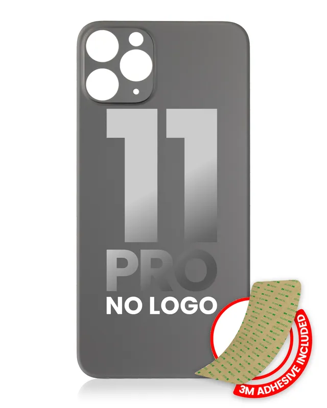 Zadní sklo s lepením 3M pro iPhone 11 Pro (bez loga, velký otvor pro kameru) (vesmírně šedá)