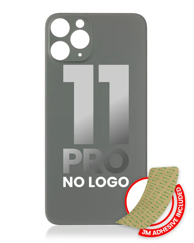 Zadní sklo s lepením 3M pro iPhone 11 Pro (bez loga, velký otvor pro kameru) (půlnočně zelená)
