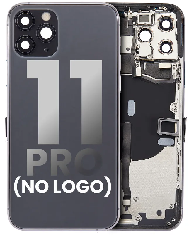 Zadní kryt (housing) s drobnými součástkami (předinstalováno) pro iPhone 11 Pro (bez loga) (Aftermarket Plus) (vesmírně šedá)
