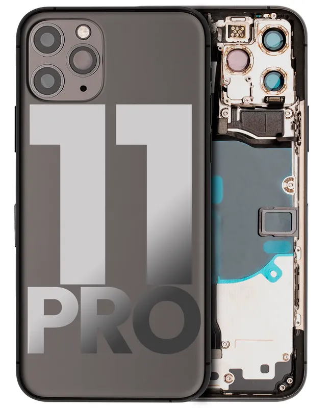 Zadní kryt (housing) s drobnými součástkami (předinstalováno) pro iPhone 11 Pro (originál z vyřazeného zařízení, stav C) (matná vesmírně šedá)