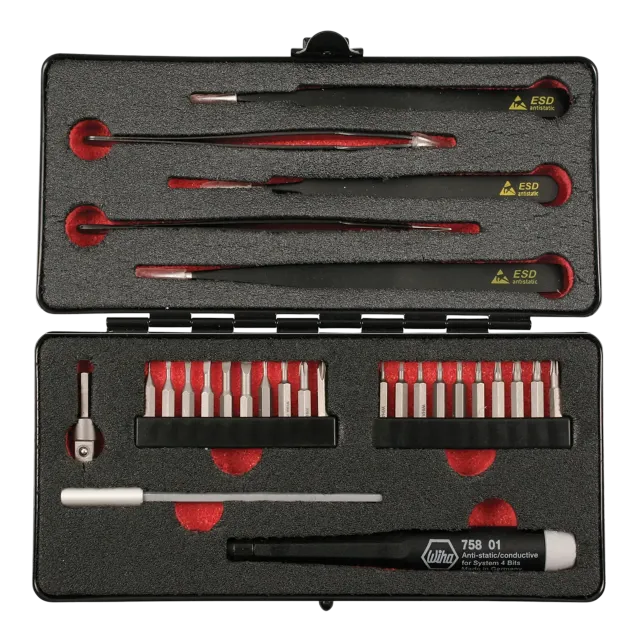 28 kus ESD Safe MicroBit a Tweezer sada (Wiha)