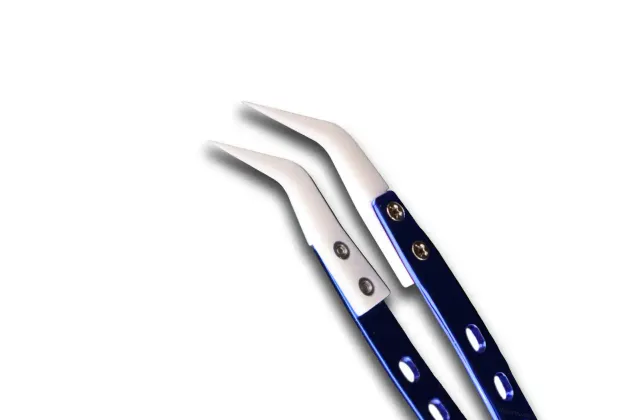 CT-02 Ceramic Precision Curved hrot Tweezer ESD Safe antistatický / tepelný odolný / Non-Magnetic pro Micro Soldering / Electronics Repair (PolarTronix)
