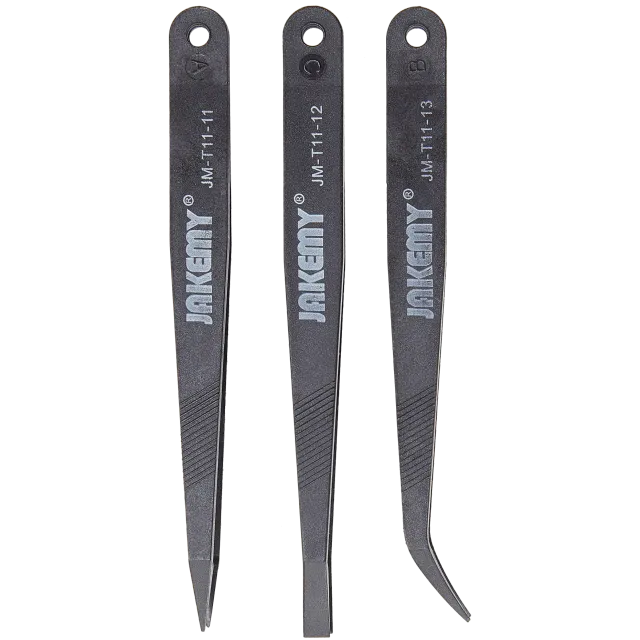 Antistatický tepelný odolný Flat Pointed Curved pinzeta 3 kus sada (JM-T11) (Jakemy)