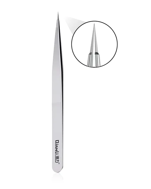 INeeZy Handmade Non-Magnetic Stainless pinzeta (Silver - Wide) (Qianli)