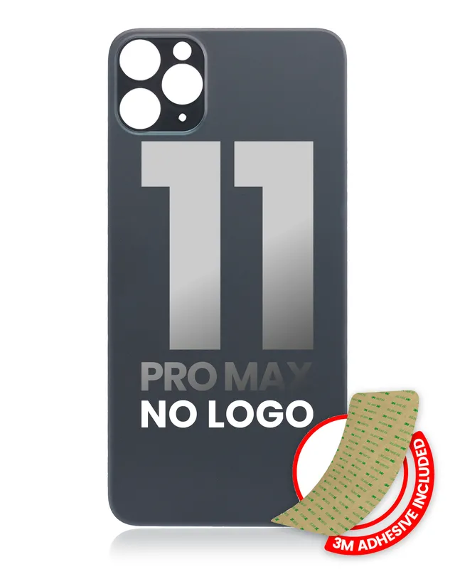 Zadní sklo s lepením 3M pro iPhone 11 Pro Max (bez loga, velký otvor pro kameru) (vesmírně šedá)