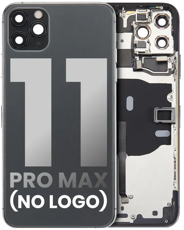 Zadní kryt (housing) s drobnými součástkami (předinstalováno) pro iPhone 11 Pro Max (bez loga) (Aftermarket Plus) (vesmírně šedá)
