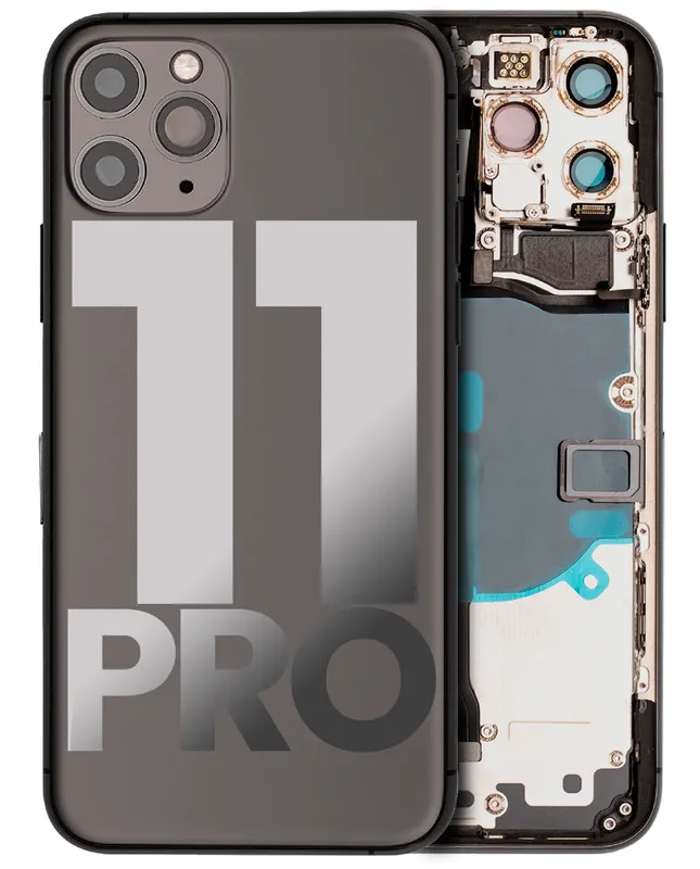 Zadní kryt (housing) s drobnými součástkami (předinstalováno) pro iPhone 11 Pro (originál z vyřazeného zařízení, stav B) (matná vesmírně šedá)