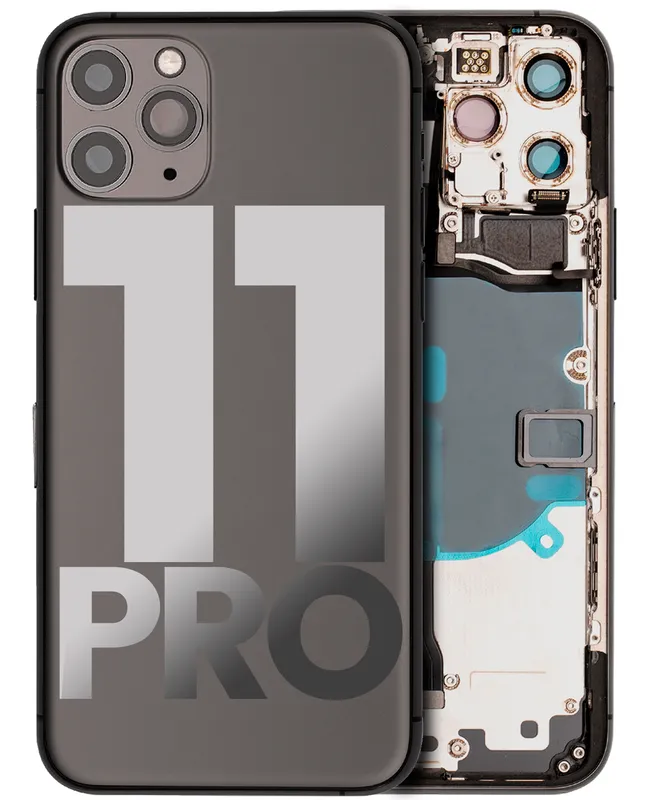 Zadní kryt (housing) s drobnými součástkami (předinstalováno) pro iPhone 11 Pro (originál z vyřazeného zařízení, stav A) (vesmírně šedá)