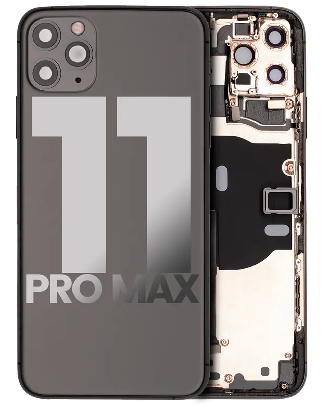 Zadní kryt (housing) s drobnými součástkami (předinstalováno) pro iPhone 11 Pro Max (originál z vyřazeného zařízení, stav B) (vesmírně šedá)