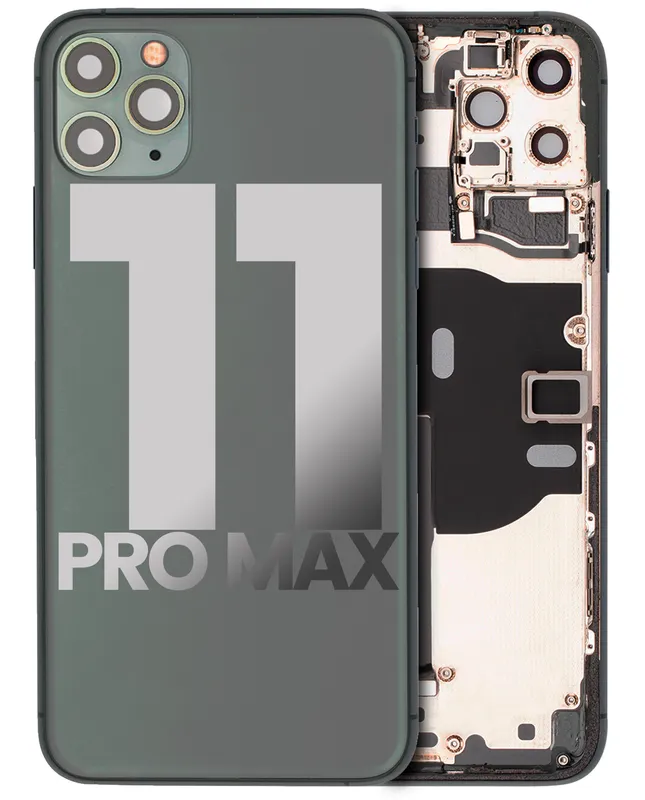 Zadní kryt (housing) s drobnými součástkami (předinstalováno) pro iPhone 11 Pro Max (originál z vyřazeného zařízení, stav B) (půlnočně zelená)