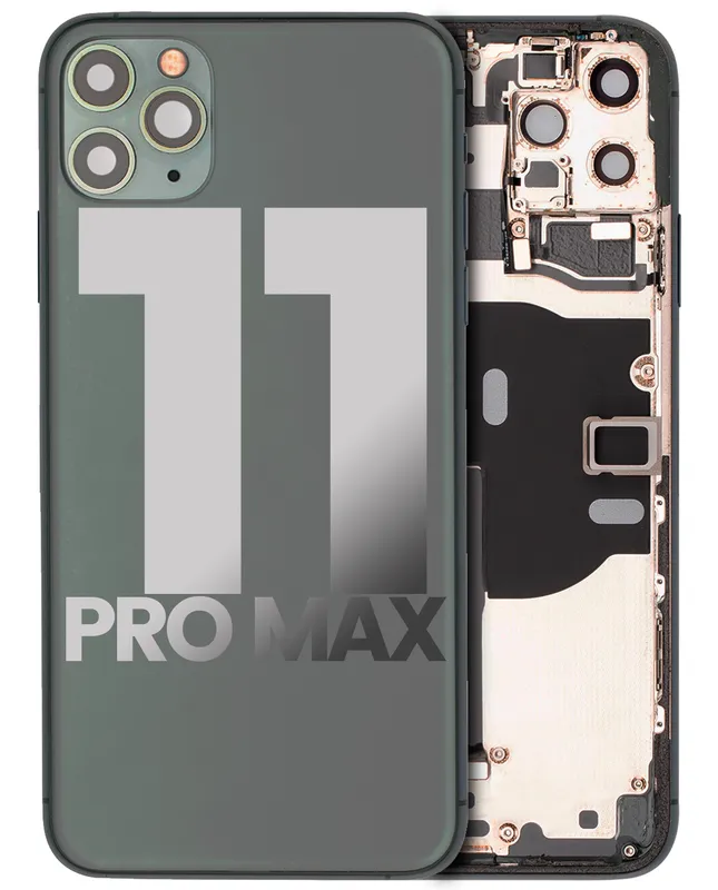 Zadní kryt (housing) s drobnými součástkami (předinstalováno) pro iPhone 11 Pro Max (originál z vyřazeného zařízení, stav A) (půlnočně zelená)