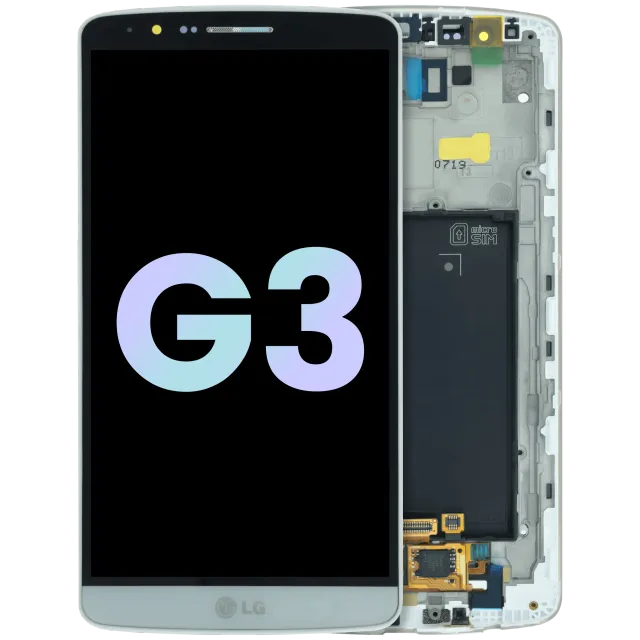 LCD displej s rámečkem pro LG G3 (originál OEM) (bílá)