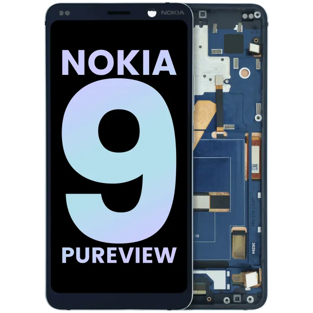 LCD displej s rámečkem pro Nokia 9 Pureview (2019) (originál OEM) (modrá)