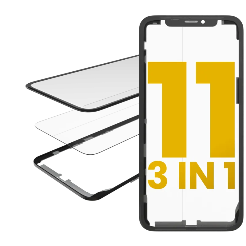 3v1 (sklo s předinstalovanou OCA + rámeček) pro iPhone 11 (OCA Master) (balení 2 ks)
