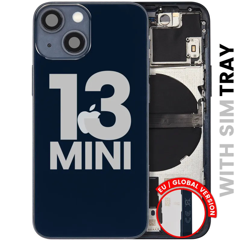 Zadní kryt (housing) s drobnými díly pro iPhone 13 mini (EU verze) (originál z vyřazeného zařízení, stav B) (temně inkoustová)